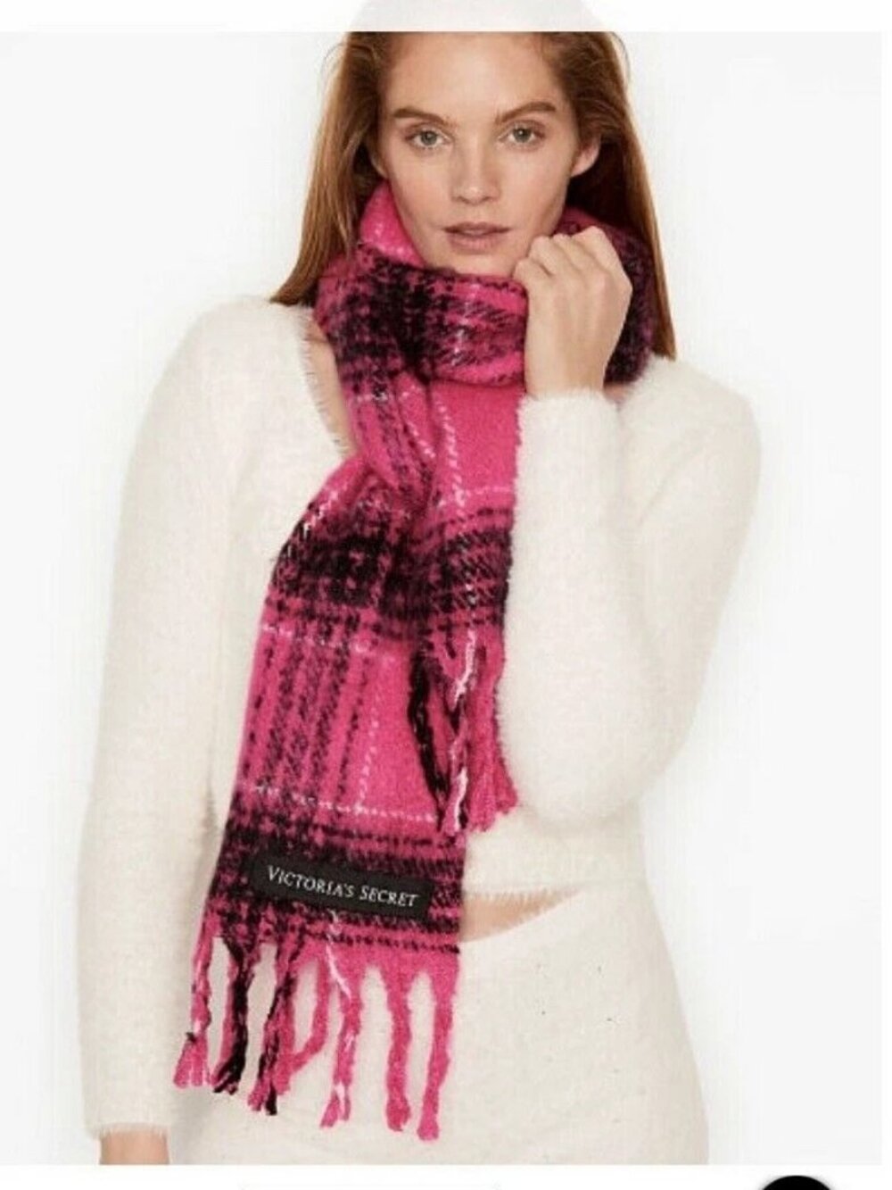 Victoria’s Secret Plush Winter Angel Check Scarf